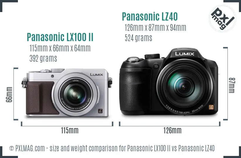 Panasonic LX100 II vs Panasonic LZ40 size comparison Panasonic LX100 II vs Panasonic LZ40 size comparison