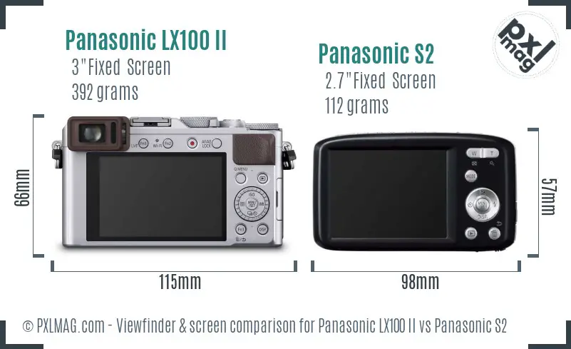 Panasonic LX100 II vs Panasonic S2 Screen and Viewfinder comparison