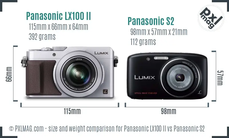 Panasonic LX100 II vs Panasonic S2 size comparison