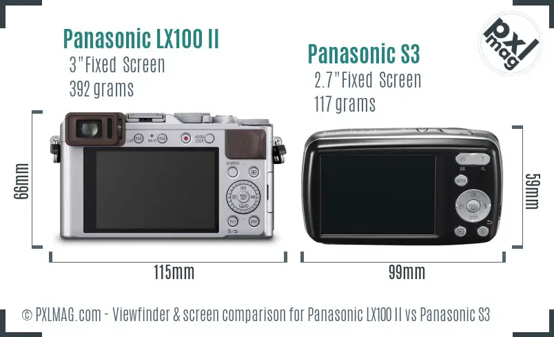 Panasonic LX100 II vs Panasonic S3 Screen and Viewfinder comparison Panasonic LX100 II vs Panasonic S3 Screen and Viewfinder comparison