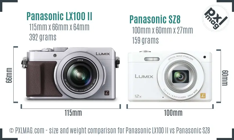 Panasonic LX100 II vs Panasonic SZ8 size comparison Panasonic LX100 II vs Panasonic SZ8 size comparison