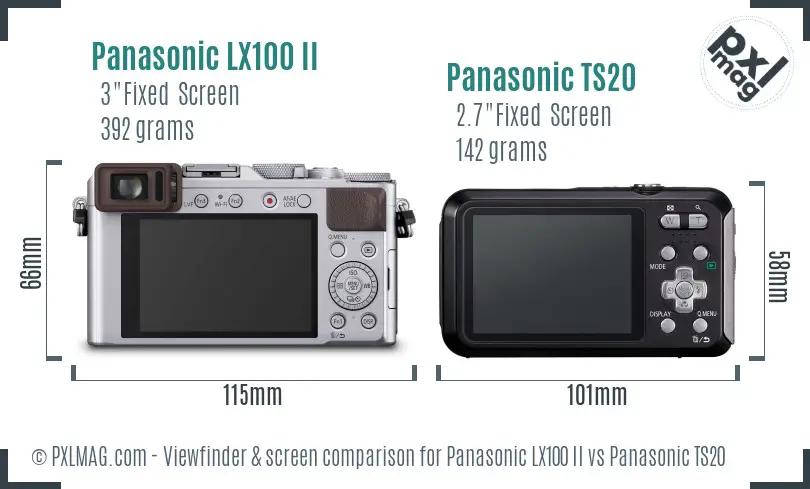 Panasonic LX100 II vs Panasonic TS20 Screen and Viewfinder comparison