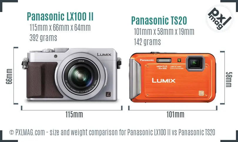 Panasonic LX100 II vs Panasonic TS20 size comparison