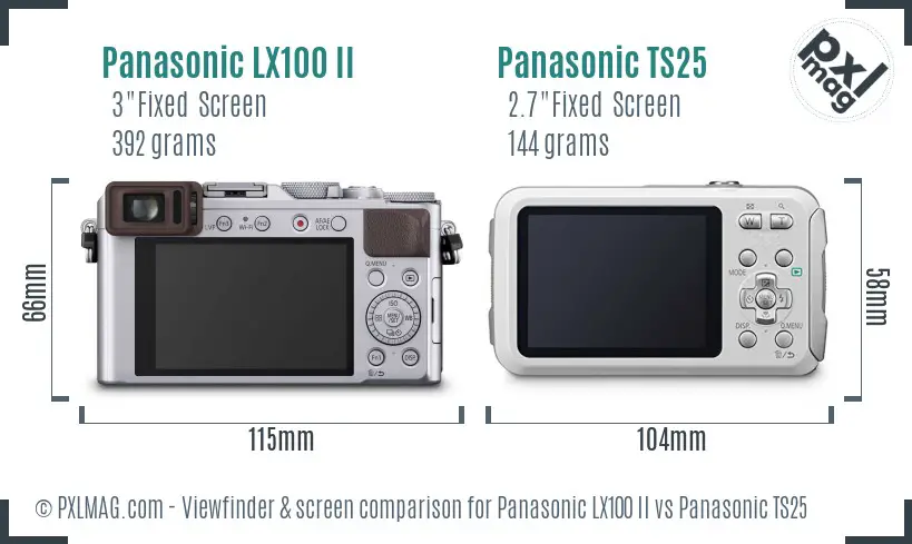 Panasonic LX100 II vs Panasonic TS25 Screen and Viewfinder comparison Panasonic LX100 II vs Panasonic TS25 Screen and Viewfinder comparison