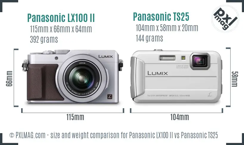 Panasonic LX100 II vs Panasonic TS25 size comparison Panasonic LX100 II vs Panasonic TS25 size comparison