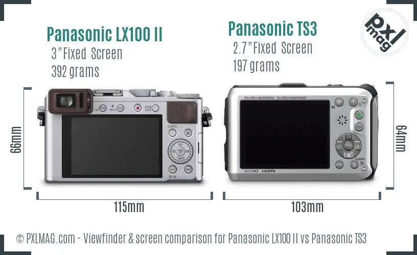 Panasonic LX100 II vs Panasonic TS3 Screen and Viewfinder comparison Panasonic LX100 II vs Panasonic TS3 Screen and Viewfinder comparison