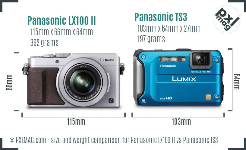 Panasonic LX100 II vs Panasonic TS3 size comparison Panasonic LX100 II vs Panasonic TS3 size comparison