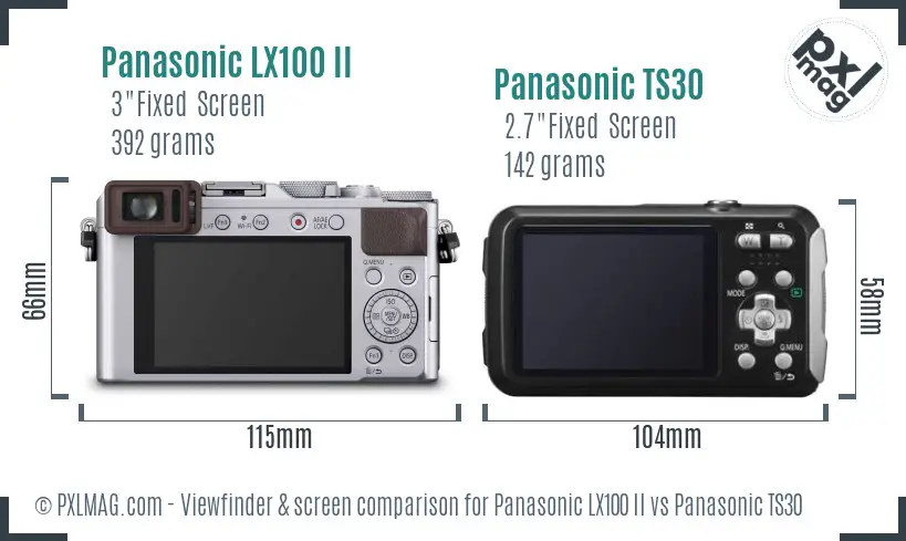 Panasonic LX100 II vs Panasonic TS30 Screen and Viewfinder comparison Panasonic LX100 II vs Panasonic TS30 Screen and Viewfinder comparison