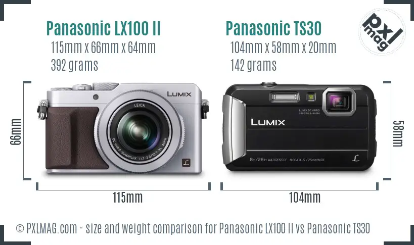 Panasonic LX100 II vs Panasonic TS30 size comparison Panasonic LX100 II vs Panasonic TS30 size comparison