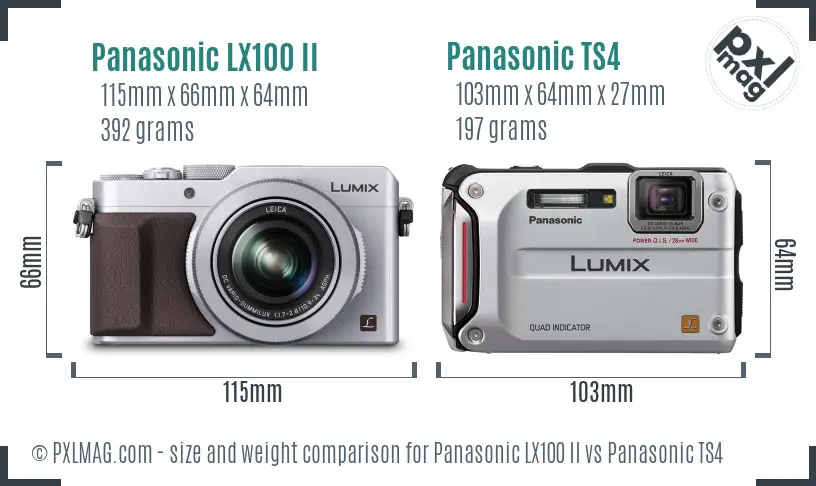 Panasonic LX100 II vs Panasonic TS4 size comparison