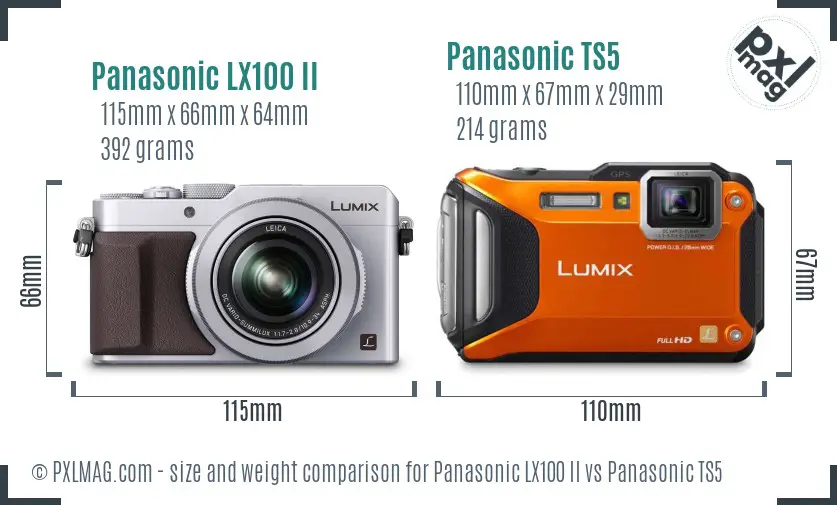 Panasonic LX100 II vs Panasonic TS5 size comparison