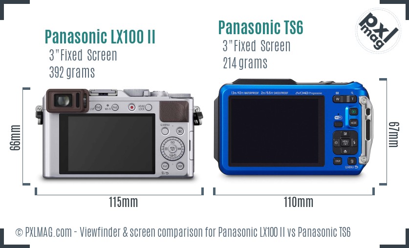 Panasonic LX100 II vs Panasonic TS6 Screen and Viewfinder comparison