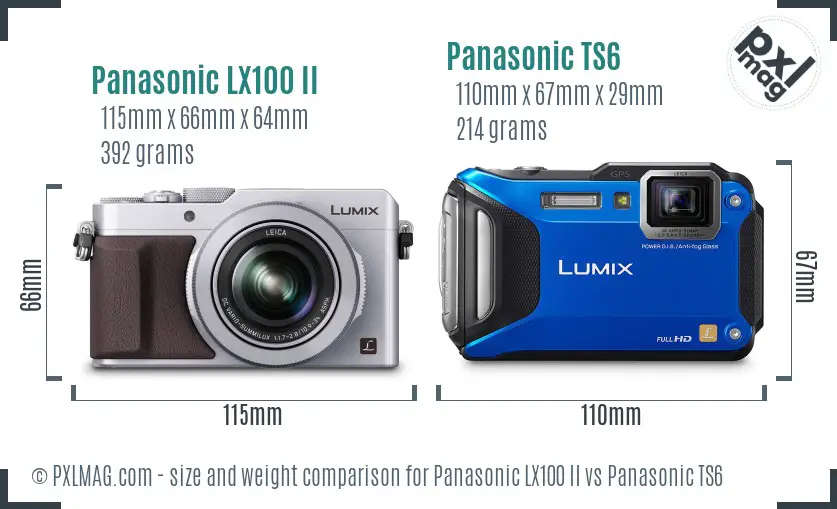 Panasonic LX100 II vs Panasonic TS6 size comparison
