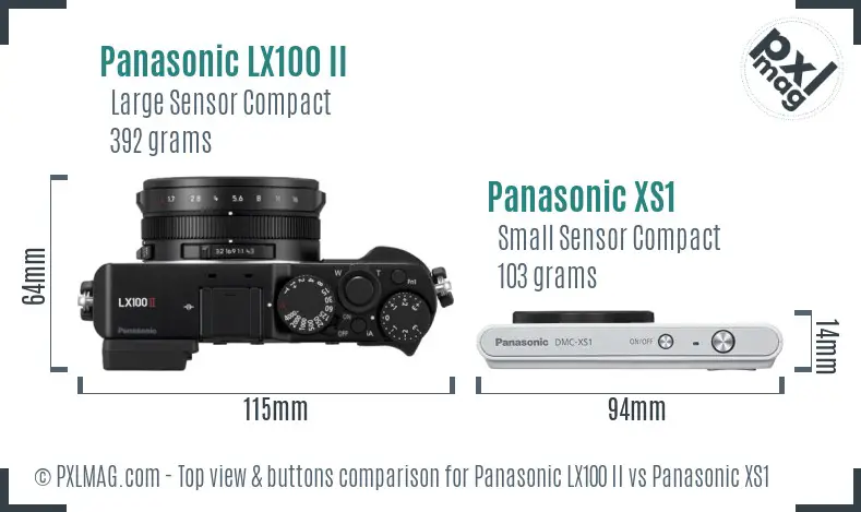 Panasonic LX100 II vs Panasonic XS1 top view buttons comparison
