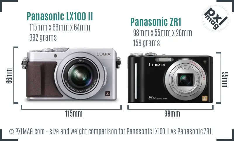 Panasonic LX100 II vs Panasonic ZR1 size comparison
