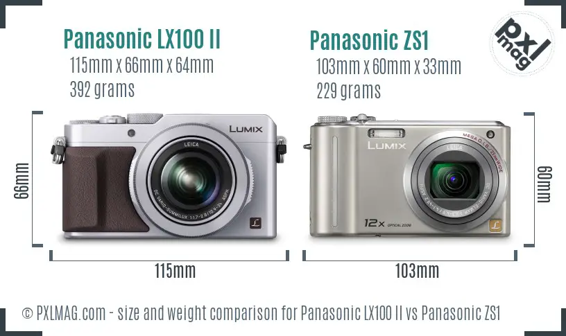 Panasonic LX100 II vs Panasonic ZS1 size comparison