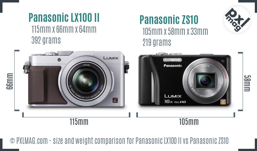 Panasonic LX100 II vs Panasonic ZS10 size comparison