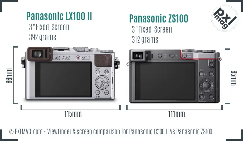 Panasonic LX100 II vs Panasonic ZS100 Screen and Viewfinder comparison