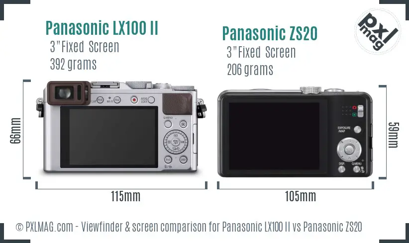 Panasonic LX100 II vs Panasonic ZS20 Screen and Viewfinder comparison