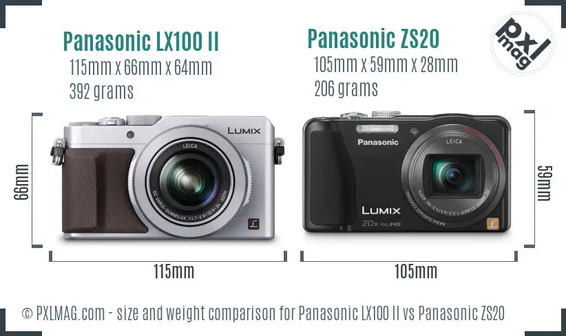 Panasonic LX100 II vs Panasonic ZS20 size comparison