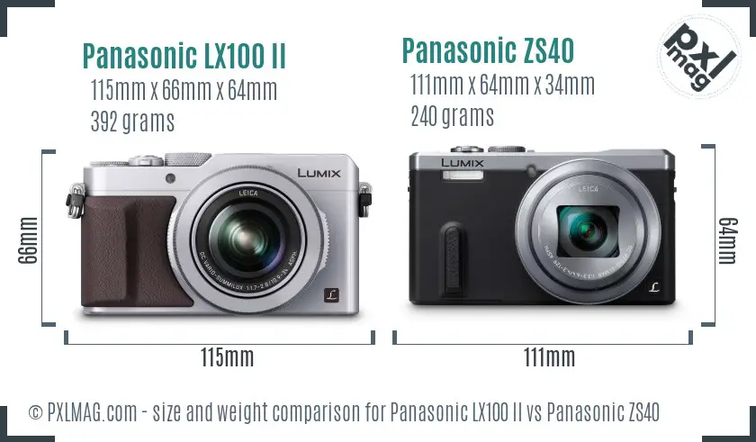 Panasonic LX100 II vs Panasonic ZS40 size comparison