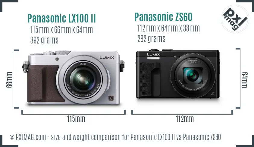 Panasonic LX100 II vs Panasonic ZS60 size comparison