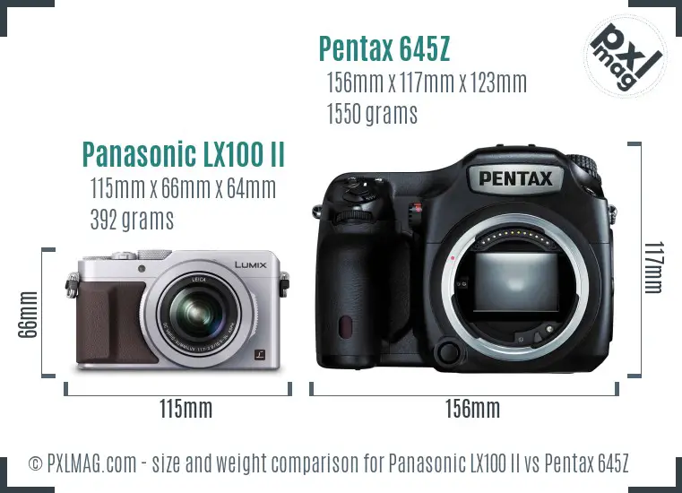 Panasonic LX100 II vs Pentax 645Z size comparison
