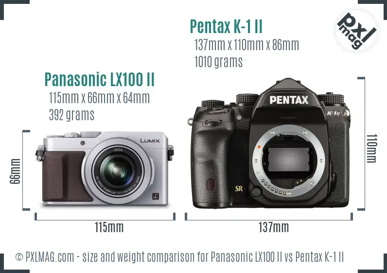Panasonic LX100 II vs Pentax K-1 II size comparison