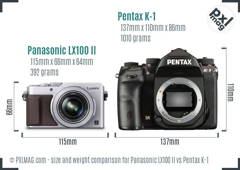 Panasonic LX100 II vs Pentax K-1 size comparison