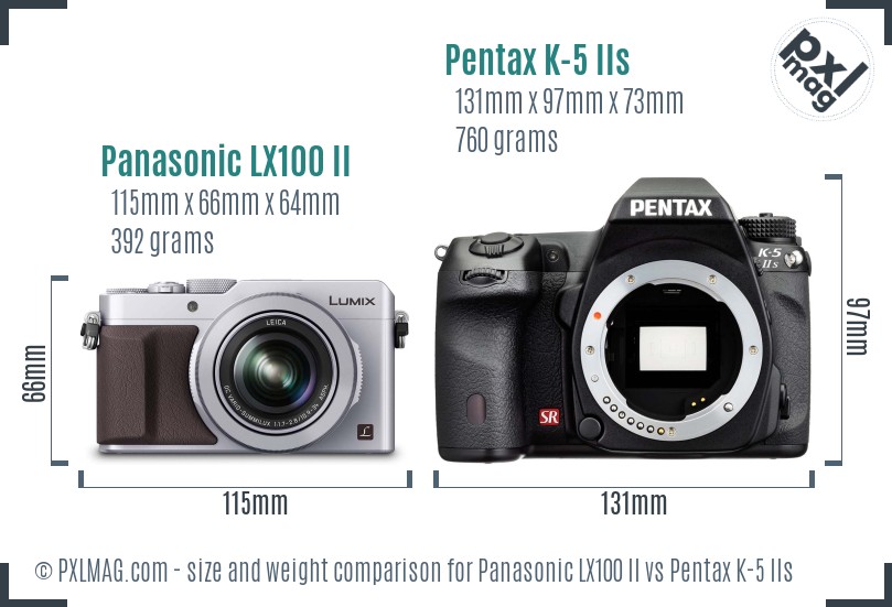 Panasonic LX100 II vs Pentax K-5 IIs size comparison
