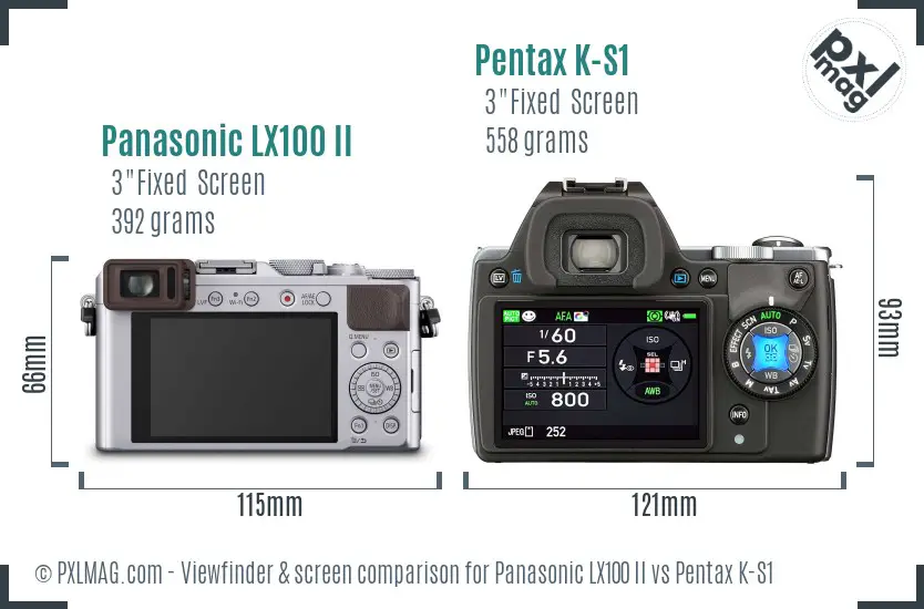 Panasonic LX100 II vs Pentax K-S1 Screen and Viewfinder comparison