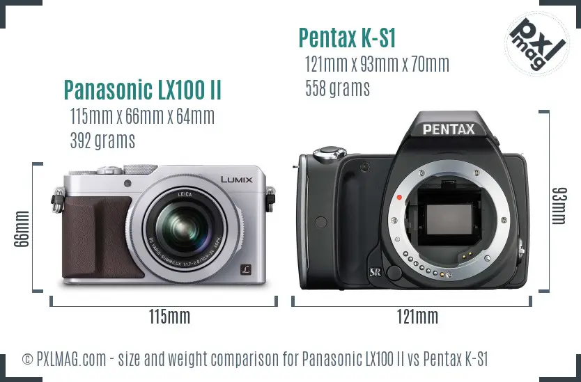 Panasonic LX100 II vs Pentax K-S1 size comparison