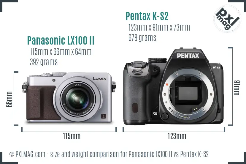 Panasonic LX100 II vs Pentax K-S2 size comparison