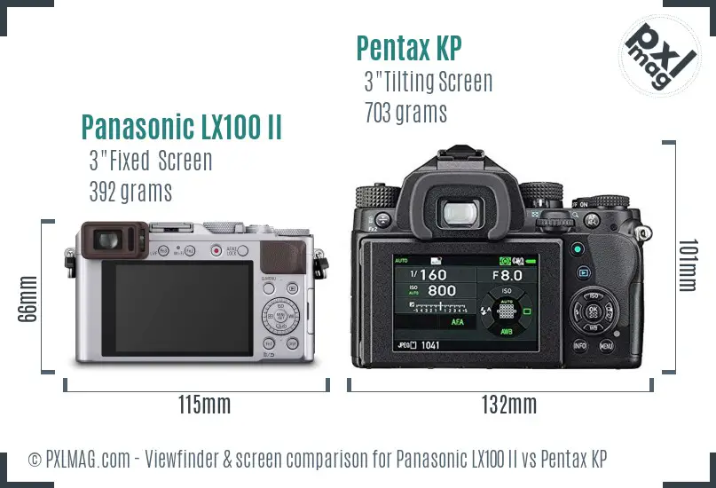 Panasonic LX100 II vs Pentax KP Screen and Viewfinder comparison