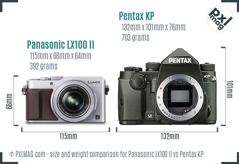 Panasonic LX100 II vs Pentax KP size comparison