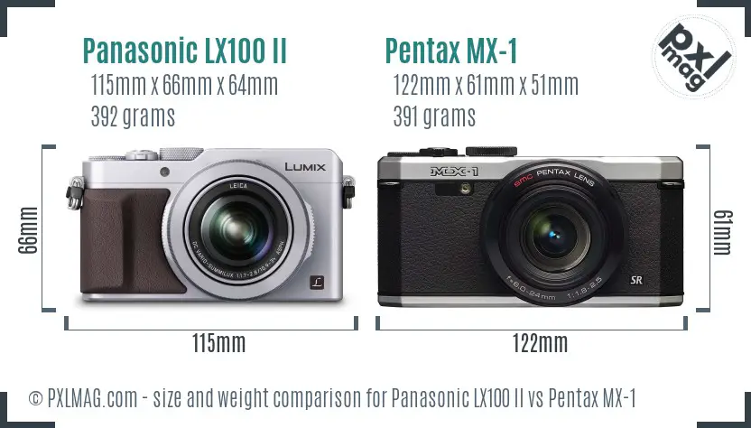 Panasonic LX100 II vs Pentax MX-1 size comparison