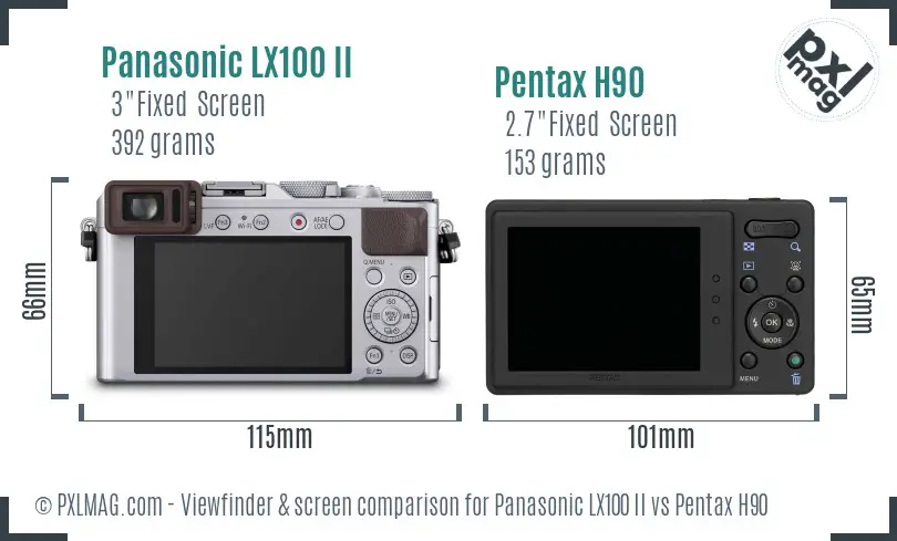 Panasonic LX100 II vs Pentax H90 Screen and Viewfinder comparison
