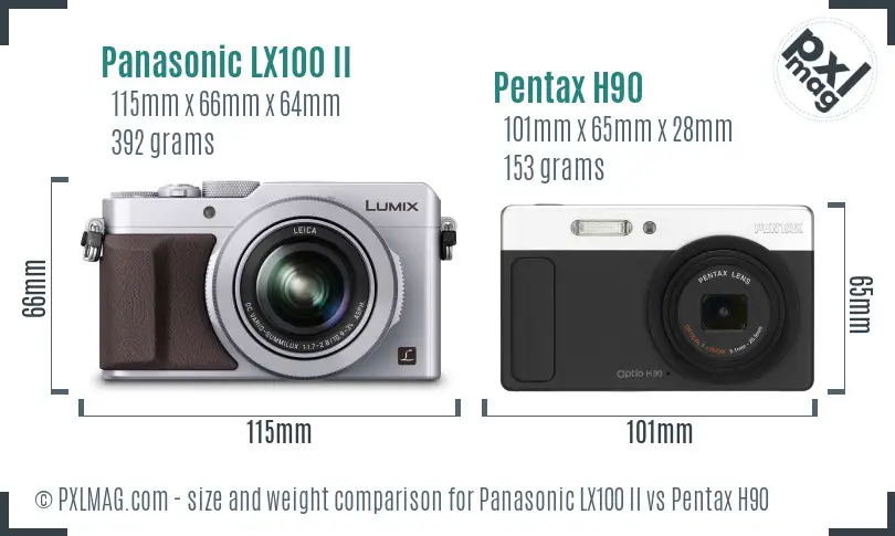 Panasonic LX100 II vs Pentax H90 size comparison
