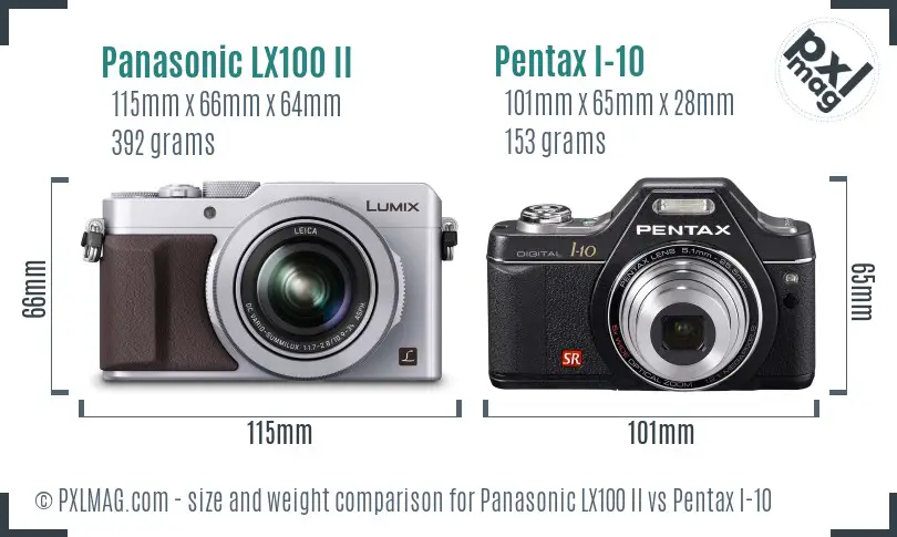 Panasonic LX100 II vs Pentax I-10 size comparison