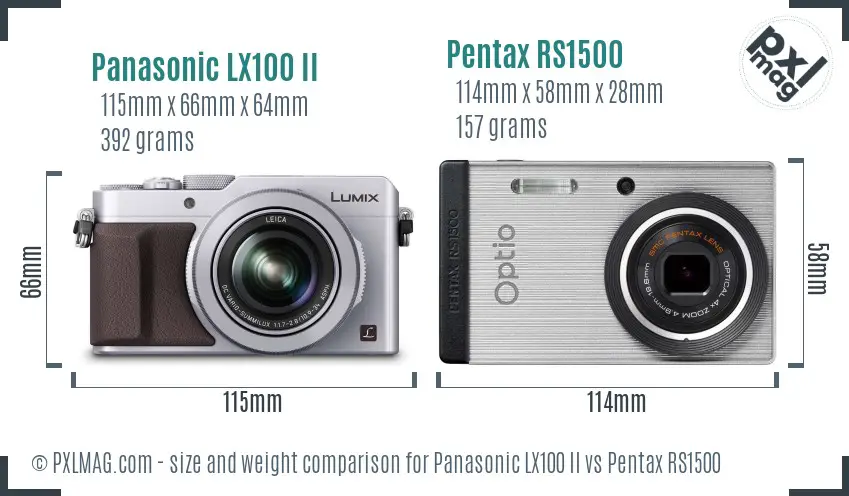 Panasonic LX100 II vs Pentax RS1500 size comparison