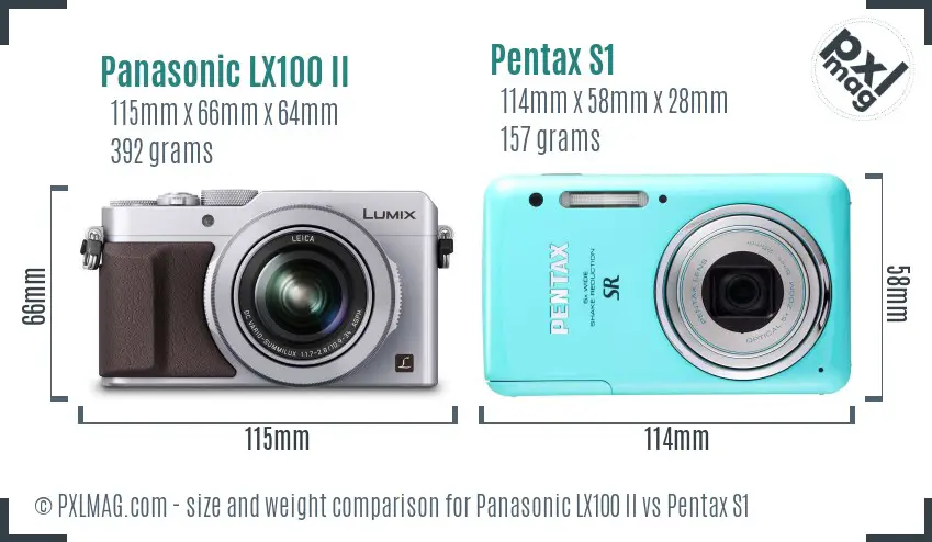 Panasonic LX100 II vs Pentax S1 size comparison