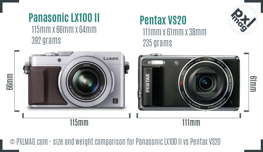 Panasonic LX100 II vs Pentax VS20 size comparison