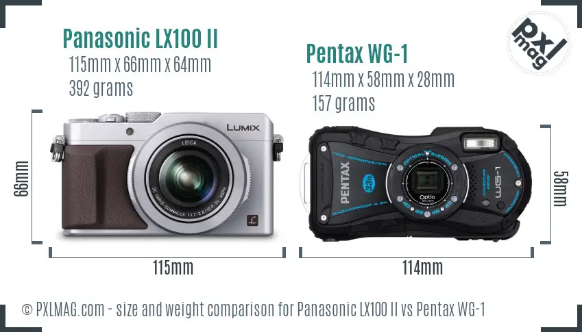Panasonic LX100 II vs Pentax WG-1 size comparison