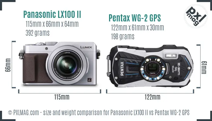 Panasonic LX100 II vs Pentax WG-2 GPS size comparison