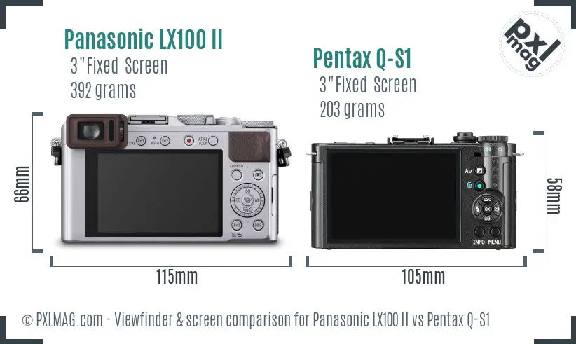 Panasonic LX100 II vs Pentax Q-S1 Screen and Viewfinder comparison