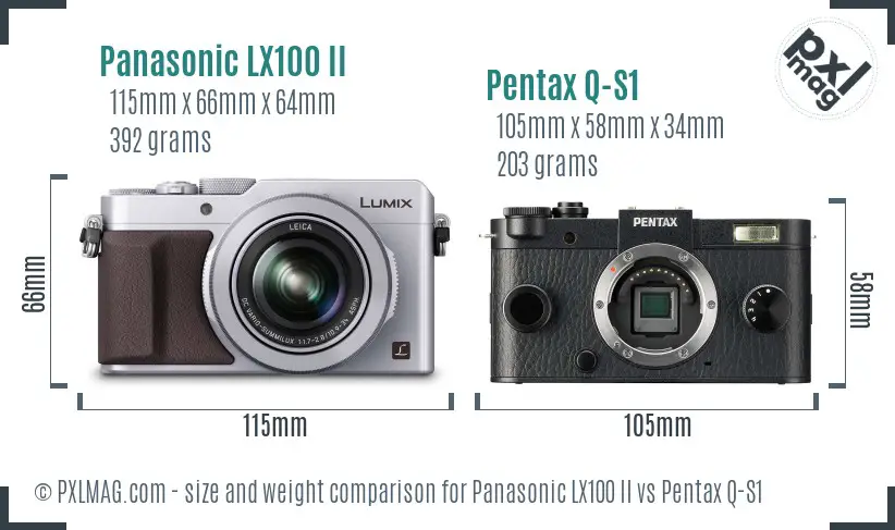 Panasonic LX100 II vs Pentax Q-S1 size comparison