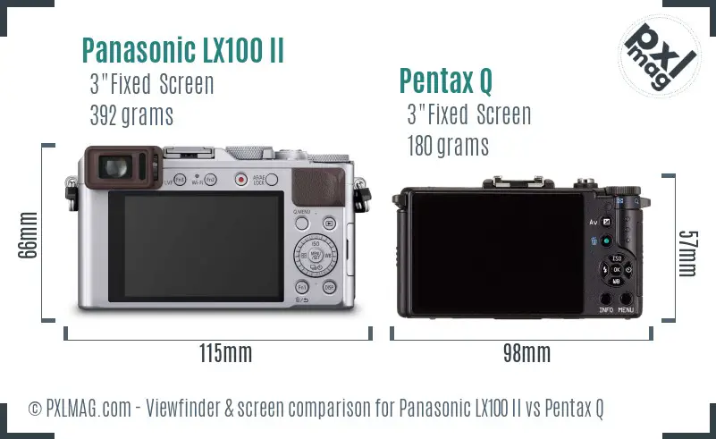 Panasonic LX100 II vs Pentax Q Screen and Viewfinder comparison