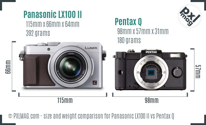 Panasonic LX100 II vs Pentax Q size comparison