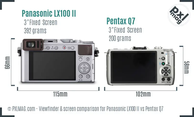 Panasonic LX100 II vs Pentax Q7 Screen and Viewfinder comparison