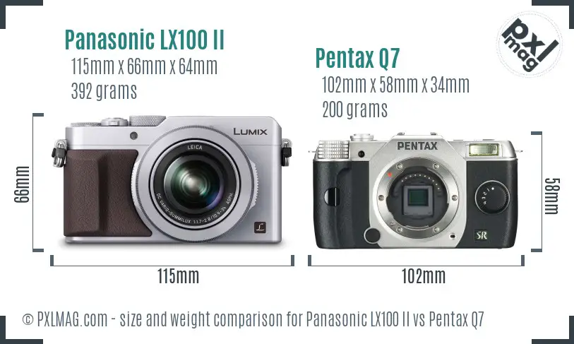 Panasonic LX100 II vs Pentax Q7 size comparison